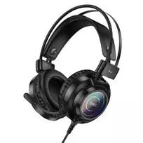 Hoco Wired headphones USB-A + 3.5 mm jack, gaming, 2 m, W110, black