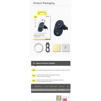 Baseus PrimeTrip VC1 Pro z ładowarką indukcyjną Qi2 na kratkę nawiewiu - czarny 6932172685973