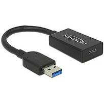 Delock Konverter USB 3.1 Gen 2 Typ-A Stecker > USB Type-C Buchse Aktiv, schwarz, 15 cm 65698