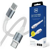 Kabelis 3MK Hyper Kabelis N-SERIES USB-C į USB-C 2m PD 3.0 QC 3.0 20V/5A 100W White