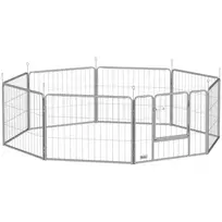 Metalinis šuniukų aptvaras 60 cm aukščio, 8-TLG šuniukų voljeras, sidabro spalvos