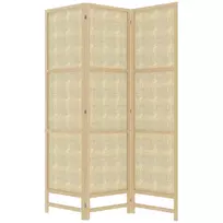 3 Dalių Širma 135 x 180 cm | Sulankstoma Kambario Pertvara iš PP Rotango | Privatumo Sienelė, Gamtos Stilius