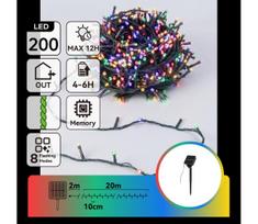 Aigostar - LED saulės kalėdinė girlianda, 200 LED / 8 funkcijų, 22 m, IP65, įvairiaspalvė, 800 mAh