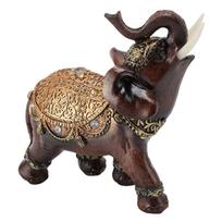 Wealth Lucky Elephant Statue Resin Feng Shui Elephant Figurine Home Decoration for Living Room Housewarming Gift Brown L Large 35.83x15.75in