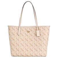 Coach City 33 Logo Print Tote Bag Women tote bags Beige CBM58-IMCAH Basic Set (Bag+Dust Bag)