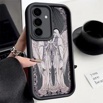 Dvigubos žvaigždės angelo telefono dėklas, skirtas Samsung Galaxy S24 S23 S22 Ultra Plus S21 A55 A54 A53 A52 A25 A15 A14 5G, apsauginis minkštas dangtelis Samsung S24 PLUS gray