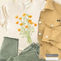 Poppy Bouquet T-Shirt: Botanical Wildflower Tee 2XL