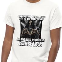 Funny Badass Skeleton Meme Tee, Brainrot Shirt, All Unsaved Progress Will Be Lost, Silly Shirts, Gift for Son, Gen Z Humor M