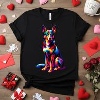 Vibrant Pop Art Australian Kelpie T-Shirt, Colorful Kelpie Dog Art Tee, Psychedelic Sheepdog Shirt, Australian Shepherd Lover Gift, Pet Art 4XL
