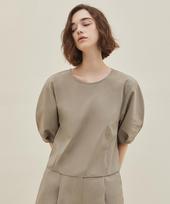 A Leaf Round Balloon Blouse_Beige