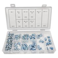 110Pcs Grease Fittings Assortment Metric Zerk Grease Fittings Straight 45 90 Degree Angled Grease for Grease Guns 1