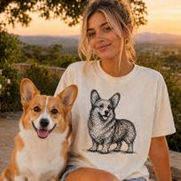 Pembroke Welsh Corgi Line Art Shirt, Minimalist Scribble Corgi Sketch Tee, Abstract Dog T-Shirt, Corgi Mom Gift, Artsy Dog Tee S