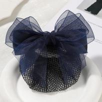 Elegant Hair Bun Cover Convenient Women Spring Clips Bowknot Net Bun Snood  Professional Headdress Style C