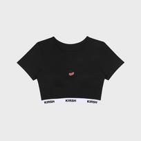Kirsh Underwear Basic Short Sleeve Crop Bra Top Black Black_Krfbteo51/99/085