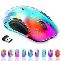 Wireless Mouse with RGB Detachable Ergonomic 1400 DPI 5 USB Receiver Compatible with 2.4G LED, Cover, Rechargeable, Design, Optical, Buttons,