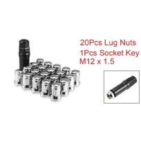 UXCELL M12x1.5 Car Wheel Lug Nuts Vehicle Heptagon Lug Nut 32mm Screw with Socket Key Silver 1 Set Auto Replacement Parts sidabras