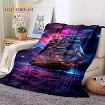 Ancient Pirate Ship Boat,Barque,Sailboa Soft Flannel Blanket,Throw Blanket Comfortable Blanket for Picnic Beds Sofa Home Bedroom Size: 75*100cm, Weight: 230 GSM