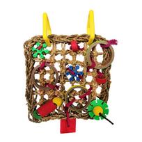 Hanging Parrot Swing Play Ladder Wood/Seagrass Parrot Molars Climbing Net  For Parakeet Cockatie colorful