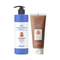 Merphil Approved Back-Acne Improvement AC+ Body Wash 500 g & Acne-Improvement Functional Body Scrub 200 mL 500g+200ml