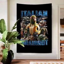 I-ITALIANS B-Brainrot Creative animal Hanging Bohemian Tapestry Bohemian Wall Tapestries Mandala Kawaii Room Decor 100X70CM