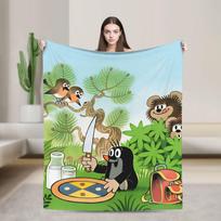 Czech Cartoon Krtek Mole Blankets Warm Cozy Throw Blanket Winter Girls Couch Bed Plane Travel Bedspread Size: 75*100cm, Weight: 230 GSM