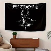 1pc Bathory Black Metal Goat Art Tapestry 2D Polyester Wall Hanging Dark Occult Decor Tapestry Ideal Gift for Heavy Metal Ent 100X70CM