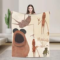 Marcus the Worm Antklodė Pūkuota Juokinga Minkšta Mesti Antklodė Lovai Sofai Rudeniui/Žiemai, 75X95CM