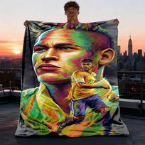 1 vnt. Neymar Lauko personalizuotas flanelės pledas, minkštas, lengvas personalizuotas flanelės pledas, skaitmeninė spauda, 75X95CM