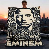 1 vnt. Eminem, Rap God Lauko flanelės pledas, Jaukus ir šiltas minkštas žaismingo dizaino, Sumigti stovyklavimui, 75X95CM