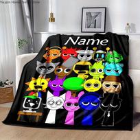 Custom Name Sprunki Song Cartoon Flannel Blanket Soft,Warm,Throw for Sofa,Bed,Office,Travel,Cozy Gift Idea,Personalized Blanket 75X95CM