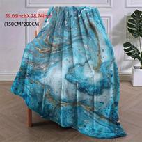 Marmurinis mėlynas auksinis prabangus pledas Dvipusis flanelinis metikas elegantiškam dekorui Visų sezonų komfortas Turtingas stilius Dovana 75X95CM