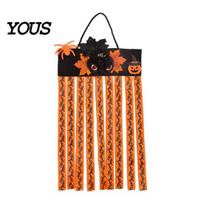 Orange Purple Fluorescent Green Party Supplies Halloween Rag Flag Banner, Pumpkin Maple Leaf Flower Ribbon Hanging Decorative Wall Decor Decor, C