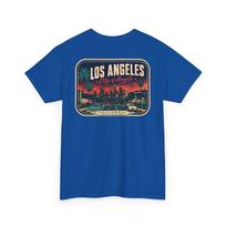 Los Angeles - Mid Century Luggage Tag T-Shirt | Retro Skyline City Badge Tee 3XL