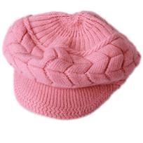 Winter Women Beret Cap Thicken Warm Thicken Knit Hat Fashion Striper Knitted Cap  Outdoor rožinė