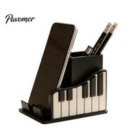 Small Desktop Storage for Pens Piano Shape Pen Holder, Creative Music Themed Organizer, with Phone Multifunctional Desk Box Holder Design, Stationery juoda balta spalva