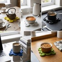 PVC Material Mug Pad Flexible Heat‑proof  Pad Water‑proof Cup Mat  Coffee Mug žalia