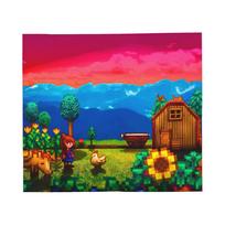 Stardew Valley Map Spring Knitted Blankets Flannel Farming Game Ultra-Soft Throw Blankets for Home Couch Quilt Breathable Size: 75*100cm, Weight: 230 GSM