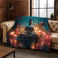 Buddha Shakyamuni Faith Cartoon Flannel Blanket Soft Warm Throw Blanket for Bedroom Living Room Bed Travel Camping Picnic Gift Size: 75*100cm, Weight: 230 GSM