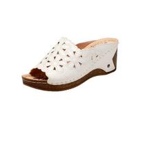 Summer Women's Flower Slippers, Car Stitching, Cross-border Slope Heel, Large Size Cool Mop EU42/CN43 balta