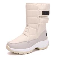 Women's Snow Boots Flat Mid-tube Waterproof Zippered Cotton Shoes Cross-border 2024 35 balta