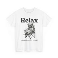 Relax Nothing Is Under Control Raccoon Funny Meme T Shirt Vintage Trash Panda Graphic Tee M