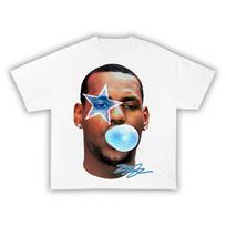 Lebron James Bubble Gum Blue Cotton Tee Shirt, y2k shirts, fashion shirts, streetwear shirts, basketball shirts, graphic tee shirts 3XL