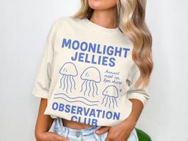 Stardew Valley T-Shirt Moonlight Jellies Observation Club Shirt StardewValley Gift Pixel Art Tee Cozy Gaming Video Game Shirt L