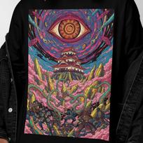 Horror Samura Battle Surreal T-Shirt | Trippy Samurai Graphic Shirt | Psychedelic Eye Battle Tee | Gift for Art Lovers S