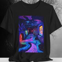 Psychedelic Hallway T-Shirt | Neon Trippy Art, Surreal Fashion S