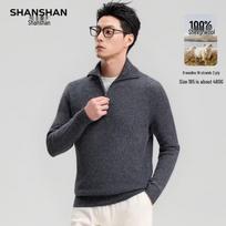 SHANSHAN Men's Pure Wool Polo Sweater 185 viržių pilka spalva