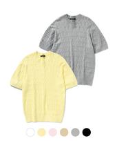 Minimal Project Cable Round Cool Dry Short Sleeve Knit Mnt111 / 6 Colors (Type B) White/L