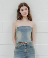 Pandora Fit Raw Denim Tube Top Gray/Free