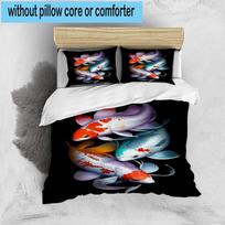 Koi Fish Artwork 3pcs Bedding,Including 1pc Duvet Cover And 2pcs Pillowcases Perfect for Christmas,Ideal for Bedroom, Dormitory 135cm*200cm