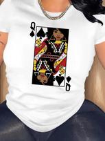 Queen of Spades Playing Card Graphic Print T-shirt S